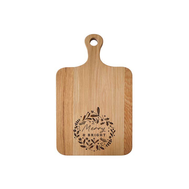 CGB Giftware – wholesale Cheese board – Oak Cheeseboard 'Merry And Bright'1