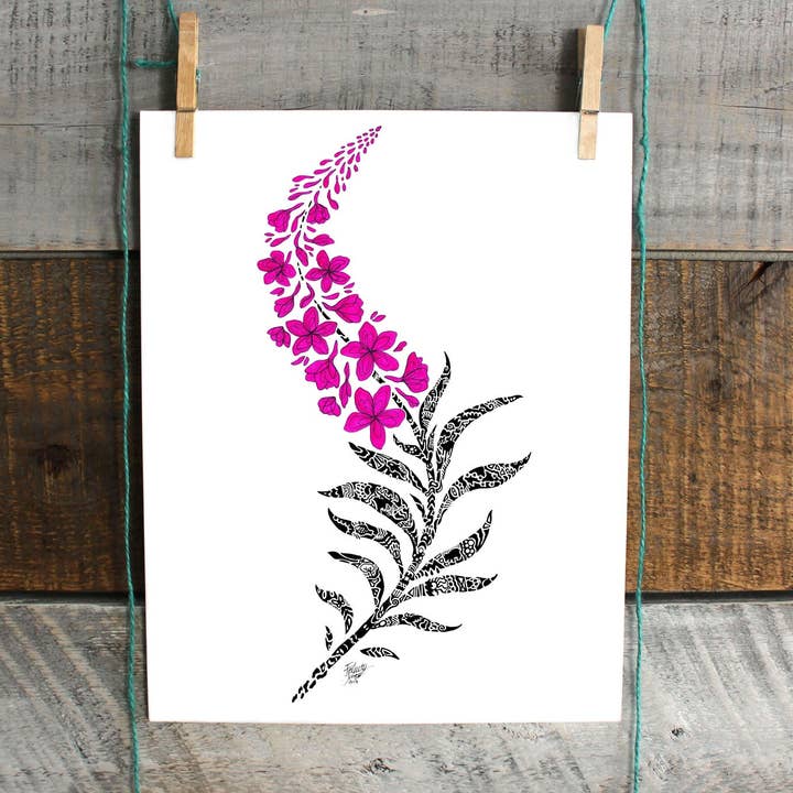 FJ Creations – wholesale Art print – Doodle Fireweed - Fine Art Print2