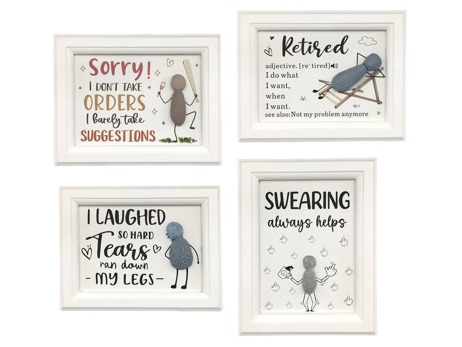 Cubby House by Malmar - Wholesale Decorative figurine - 18x14cm Mdf Plaque With Funny Saying 4 Asstd