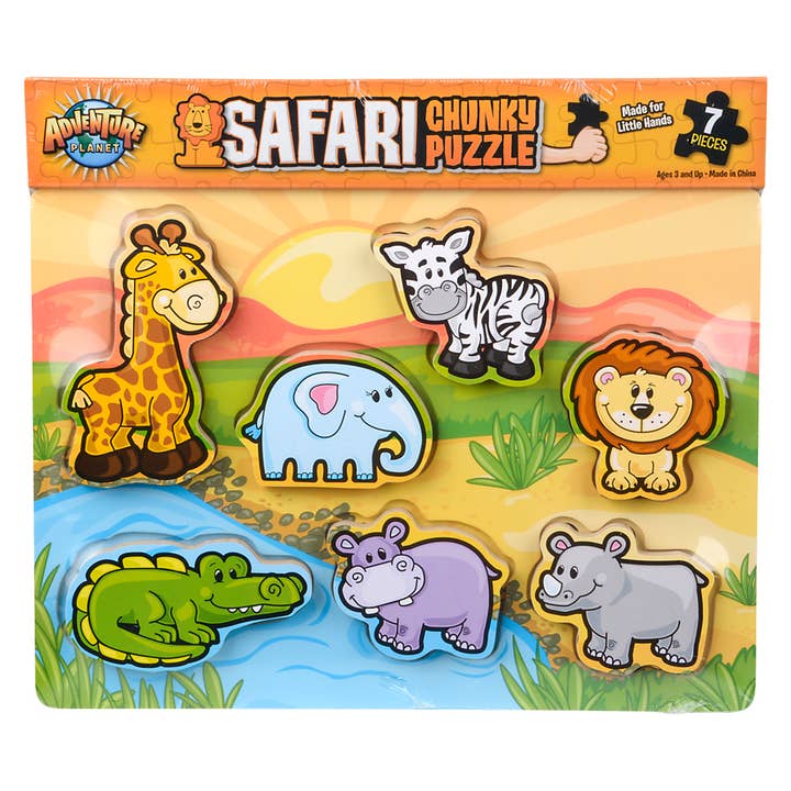 11.75" x 10.25" 7 PC CHUNKY SAFARI TOON PUZZLE for wholesale by The Toy Network