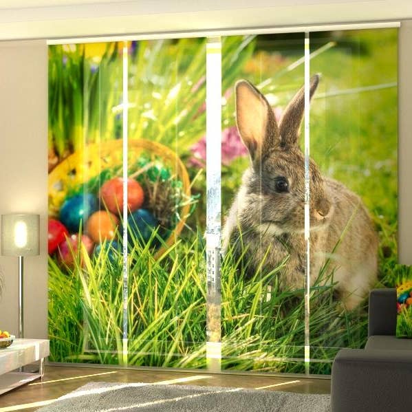 Juego de 4 cortinas tipo panel con forma de conejo de Pascua para venta al por mayor de IlyDecor