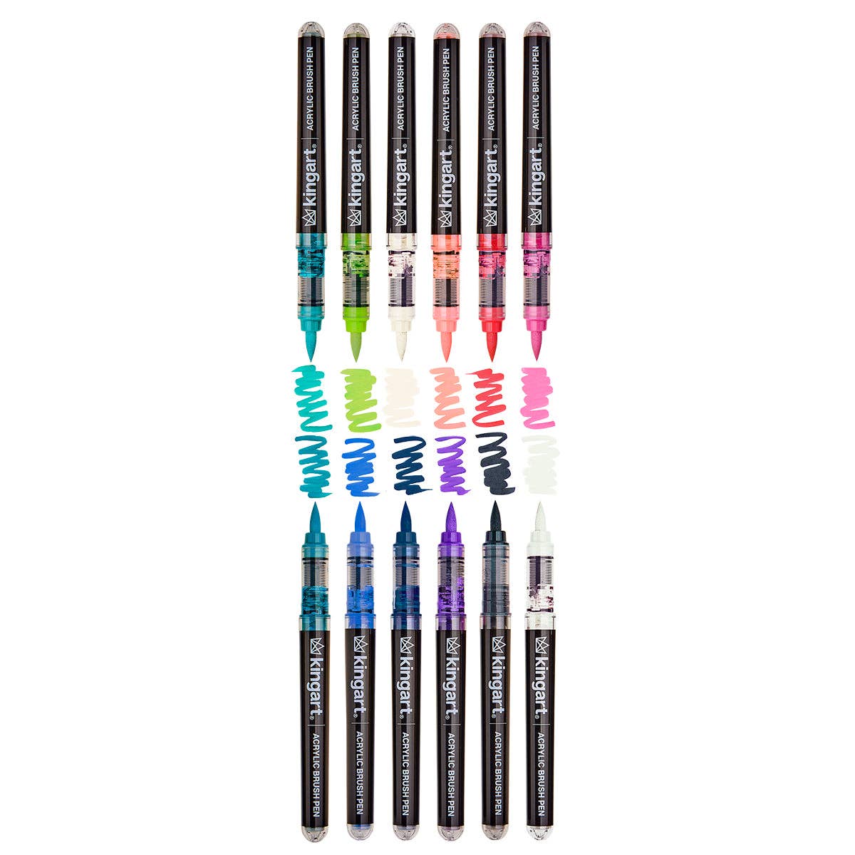 KINGART - Wholesale Marker - Acrylic Paint Brush Tip Pens - 12 Lettering Colors7
