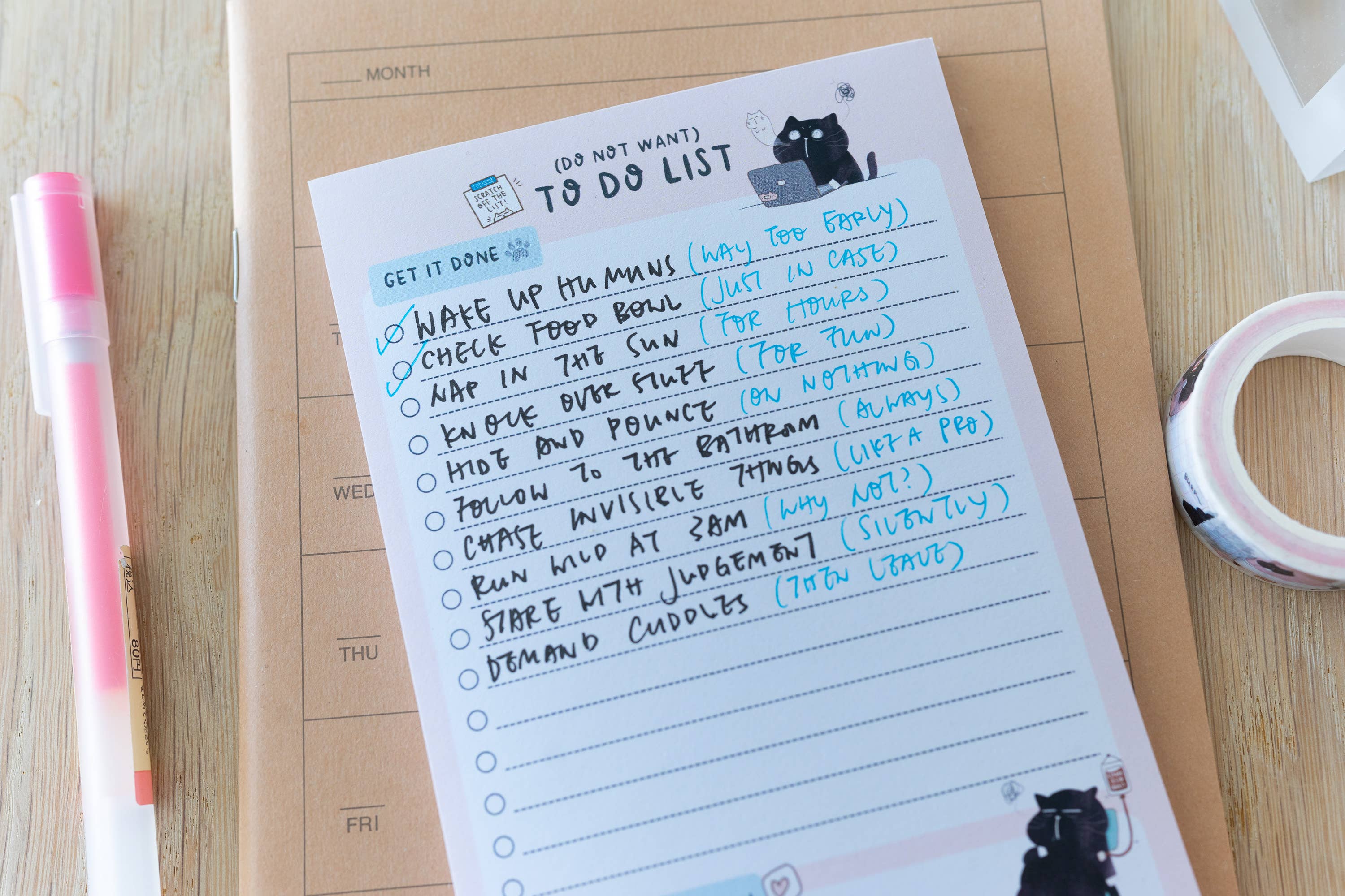 Moonaries illo - Wholesale Notepad - (Do not want) to do list- funny black cat to do list7