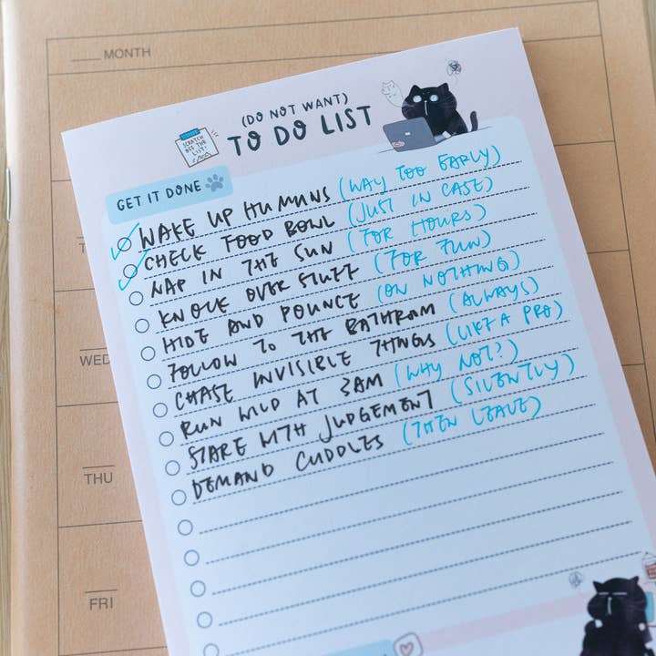 Moonaries illo - Wholesale Notepad - (Do not want) to do list- funny black cat to do list7