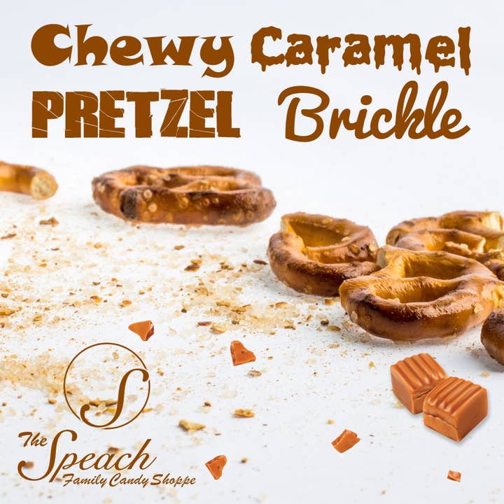 Chewy Caramel Pretzel Brickle for wholesale by Speach Family Candy Shoppe