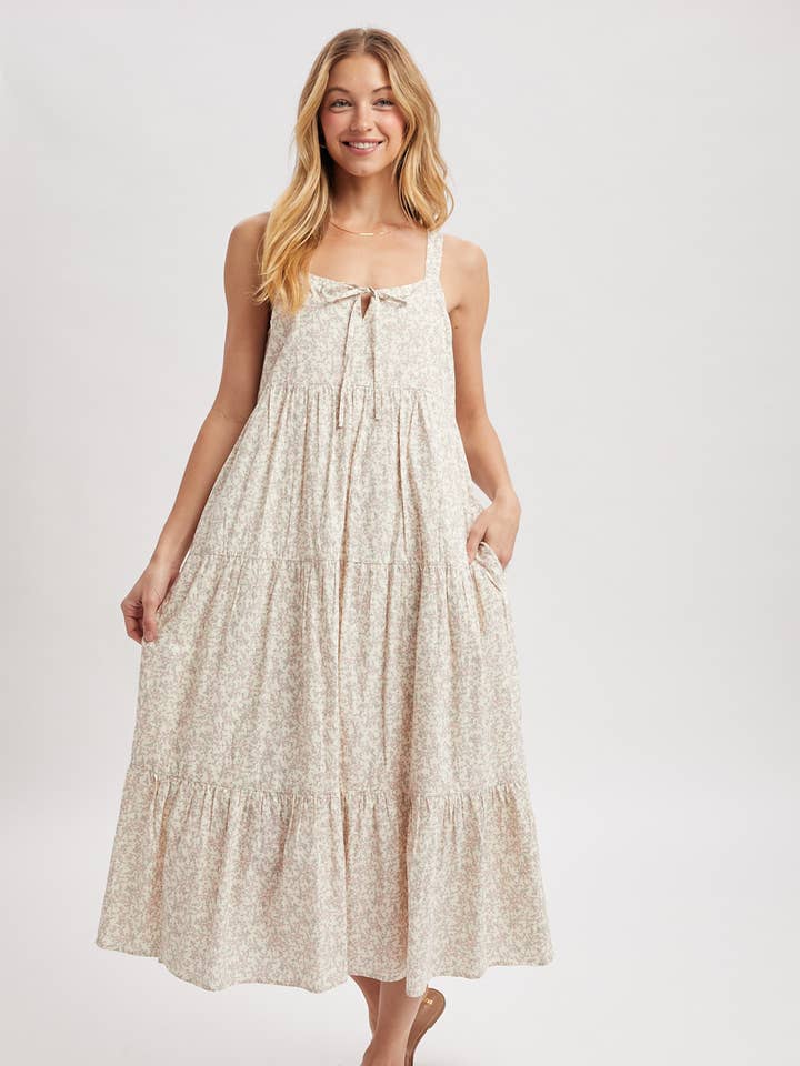 ROBE MIDI À ÉTAGES FLORALE / WL25-12191 pour la vente par Wishlist Apparel