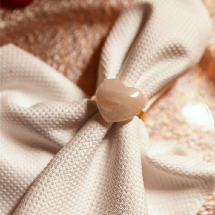 Qube Luxe by Debbie Marks - Wholesale Napkin ring - Gold and Rose Quartz Heart Napkin Rings (Set of two)1