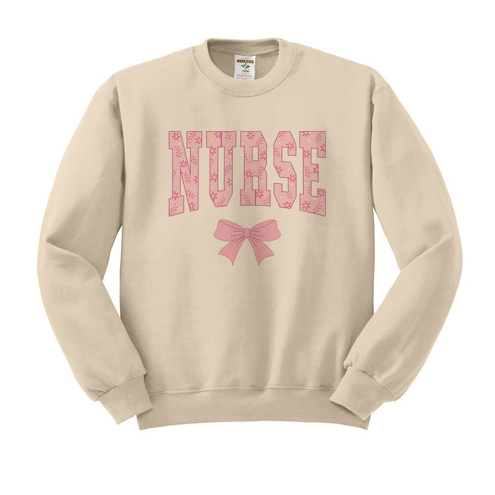 Lucky Luna Apparel - Wholesale Graphic Sweatshirt - Women's - Pink Bow Nurse Crewneck Sweatshirt1
