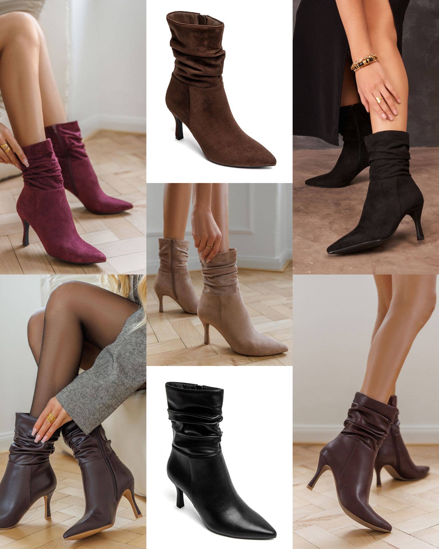 No Doubt Shoes - Venta al por mayor Botines - Mujer - BOTINES DE TACÓN MEDIO EN PUNTA CON FRUNCIDO EN LA PANTORRILLA32