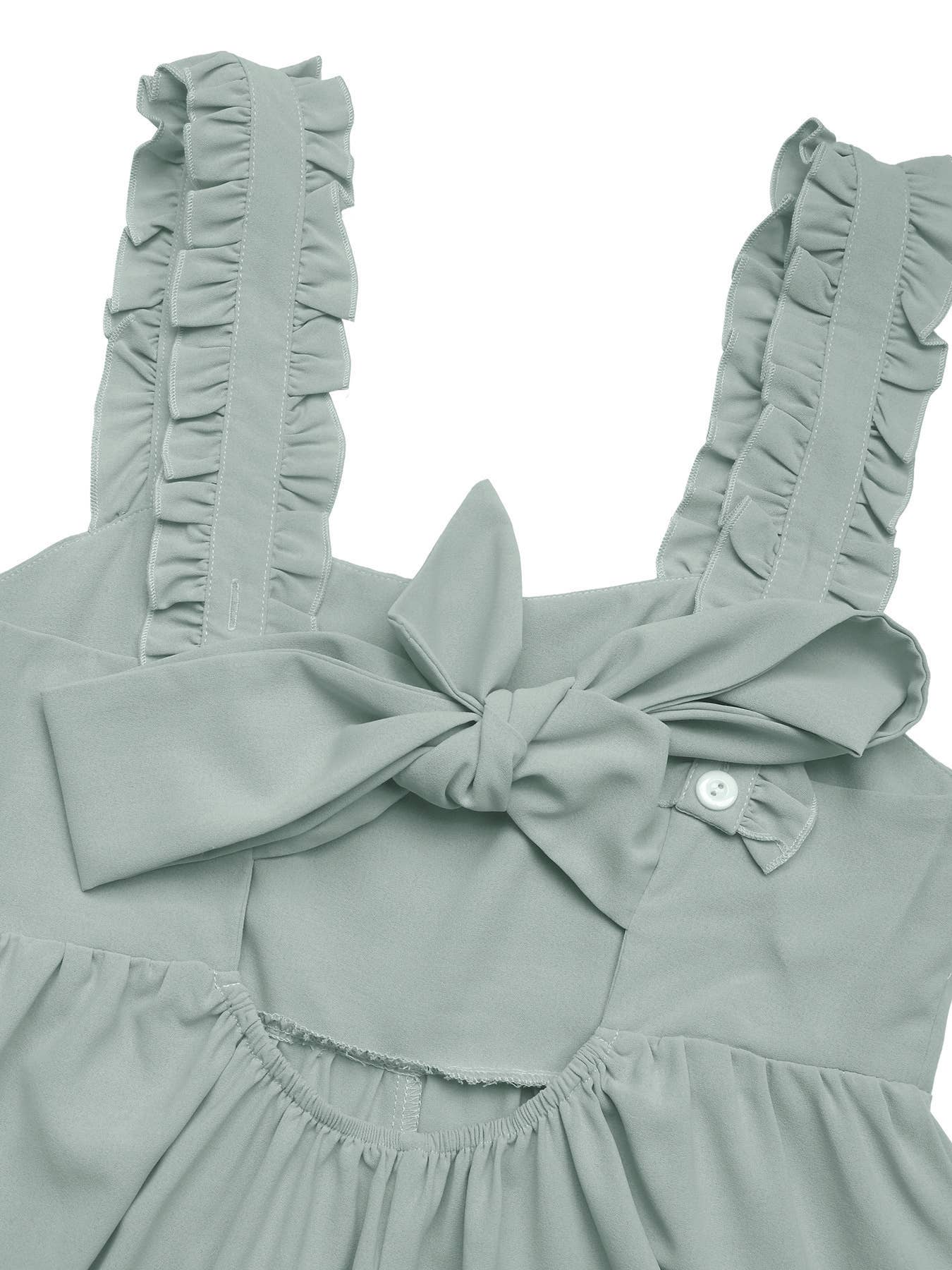 Vert Combinaison à bretelles avec nœud papillon et volants à l'arrière en vente sur Faire2