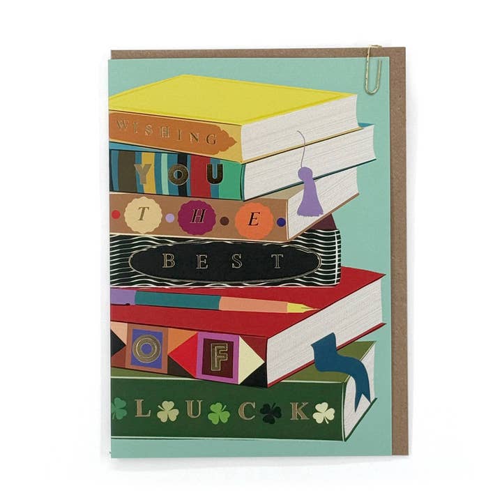 Decorative Book Foiled Good Luck Card for wholesale by Pavilion