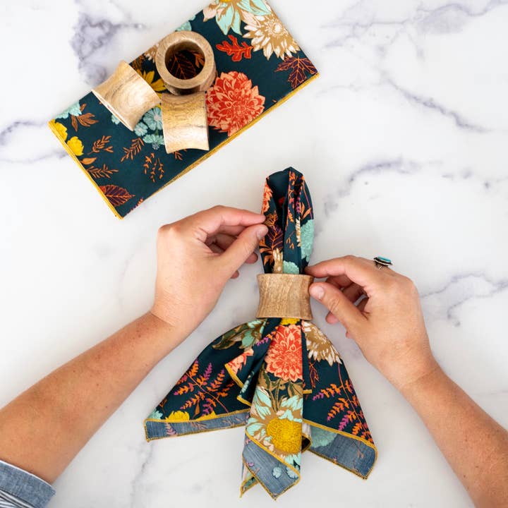 Ash Blonde Wooden Napkin Rings, set of four for wholesale by Dot and Army