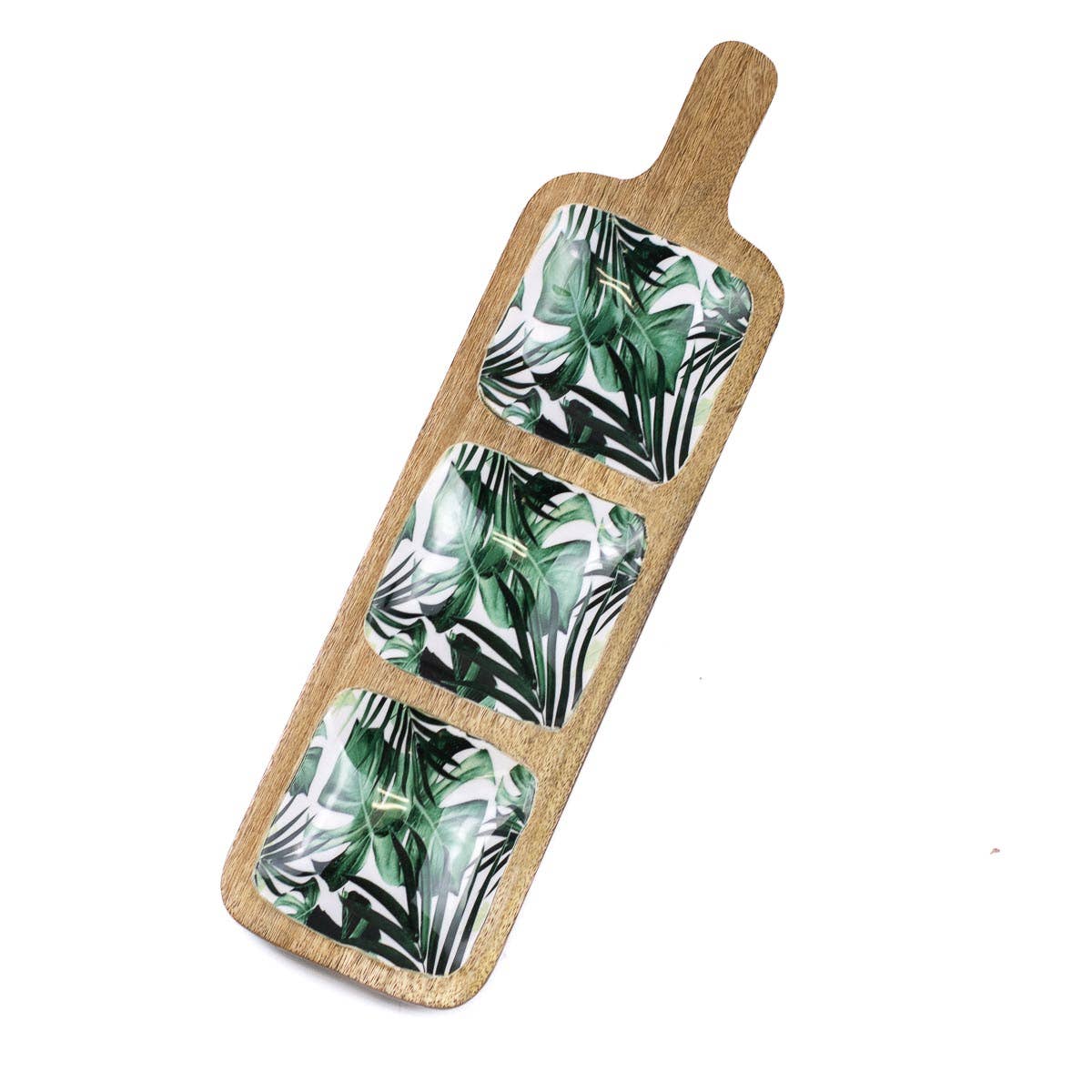 The Royal Standard - Wholesale Serving Tray - Everglade Tri-Server   Natural/Green/White   18x5.25x11