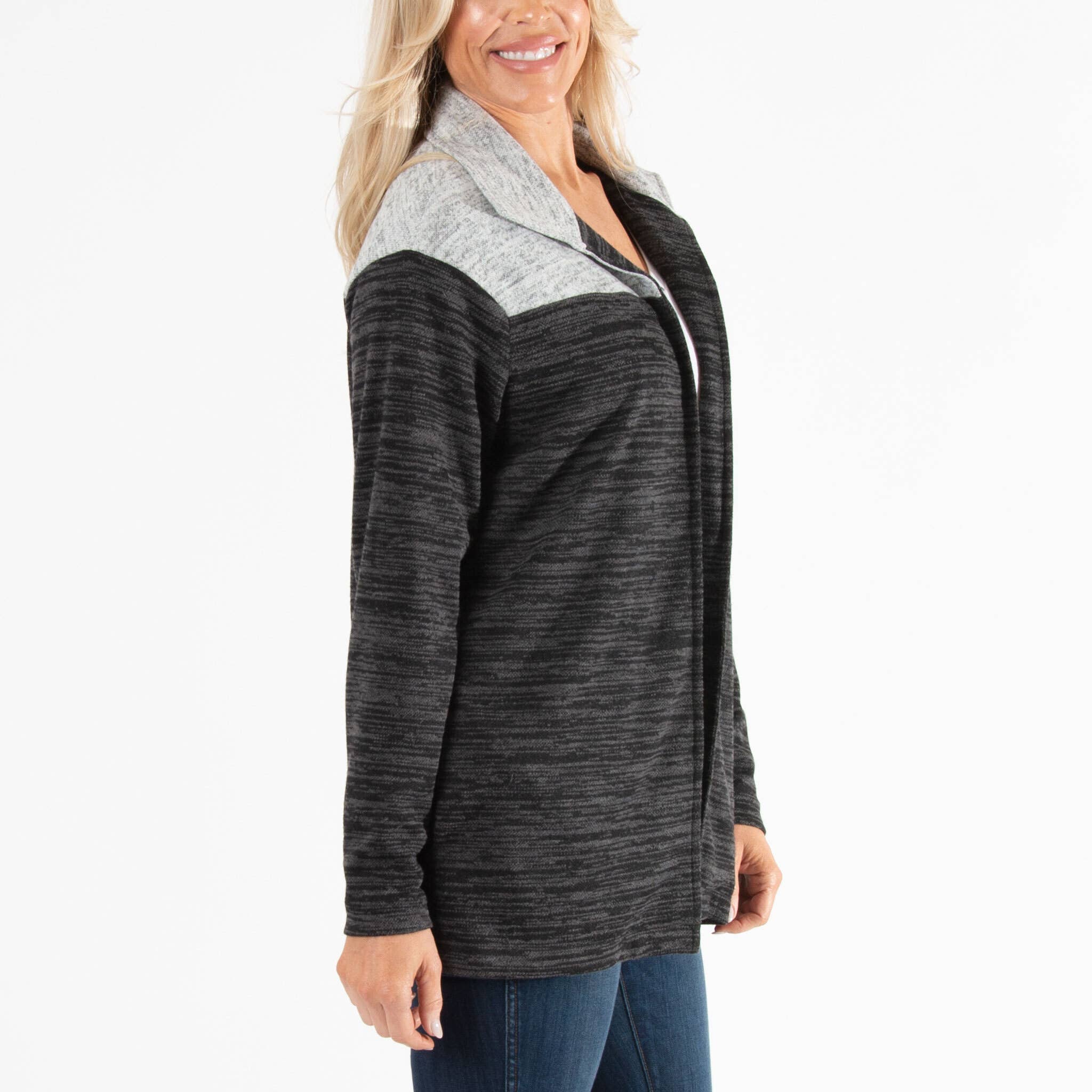 Black Sale - Layla Long Sleeve Melange Fleece Shacket for wholesale on Faire3