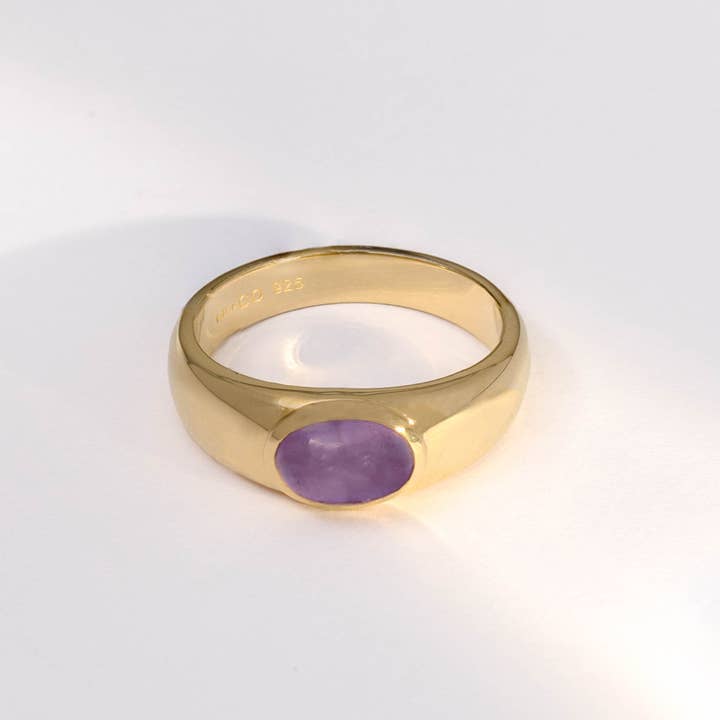 Anel Amethyst Gemstone Aura 14K Ouro Vermeil por atacado de Wanderlust + Co