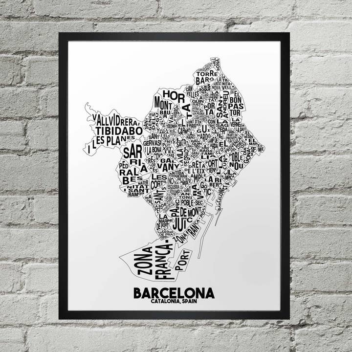 Barcellona Catalogna Spagna Quartiere Tipografia Mappa Città per la vendita all'ingrosso da parte di Damon D Chan