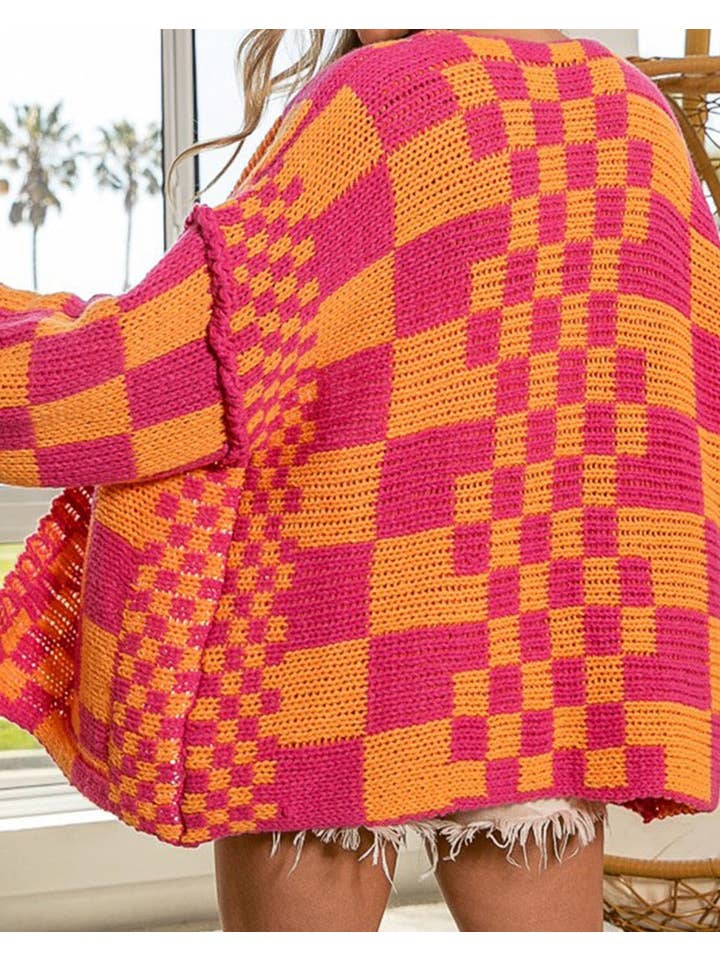 Veelkleurig Geruit gebreid vest met open voorkant voor groothandel op Faire