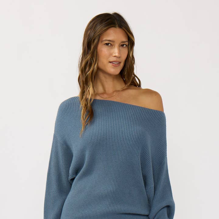 Lovestitch - Wholesale Knit Sweater - Women's - Long Sleeve Waffle Knit Pullover Sweater78