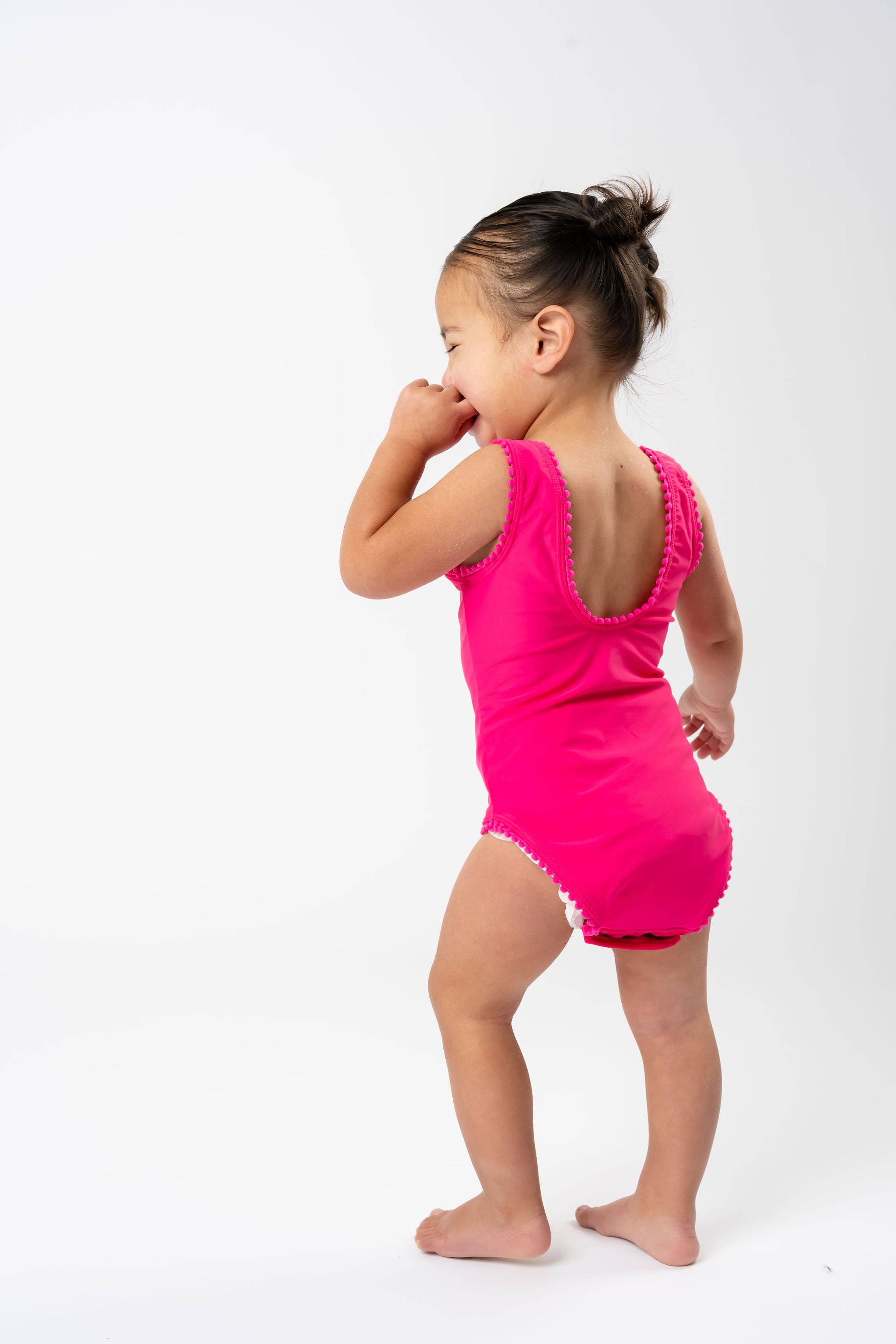 Coral Reef Swim - Wholesale One Piece Swimsuit - Kids - Hibiscus Bow Tie Kids One Piece8
