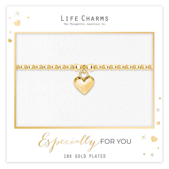 Pulseira de Físca Espumante Coração Dourado por atacado de Life Charms