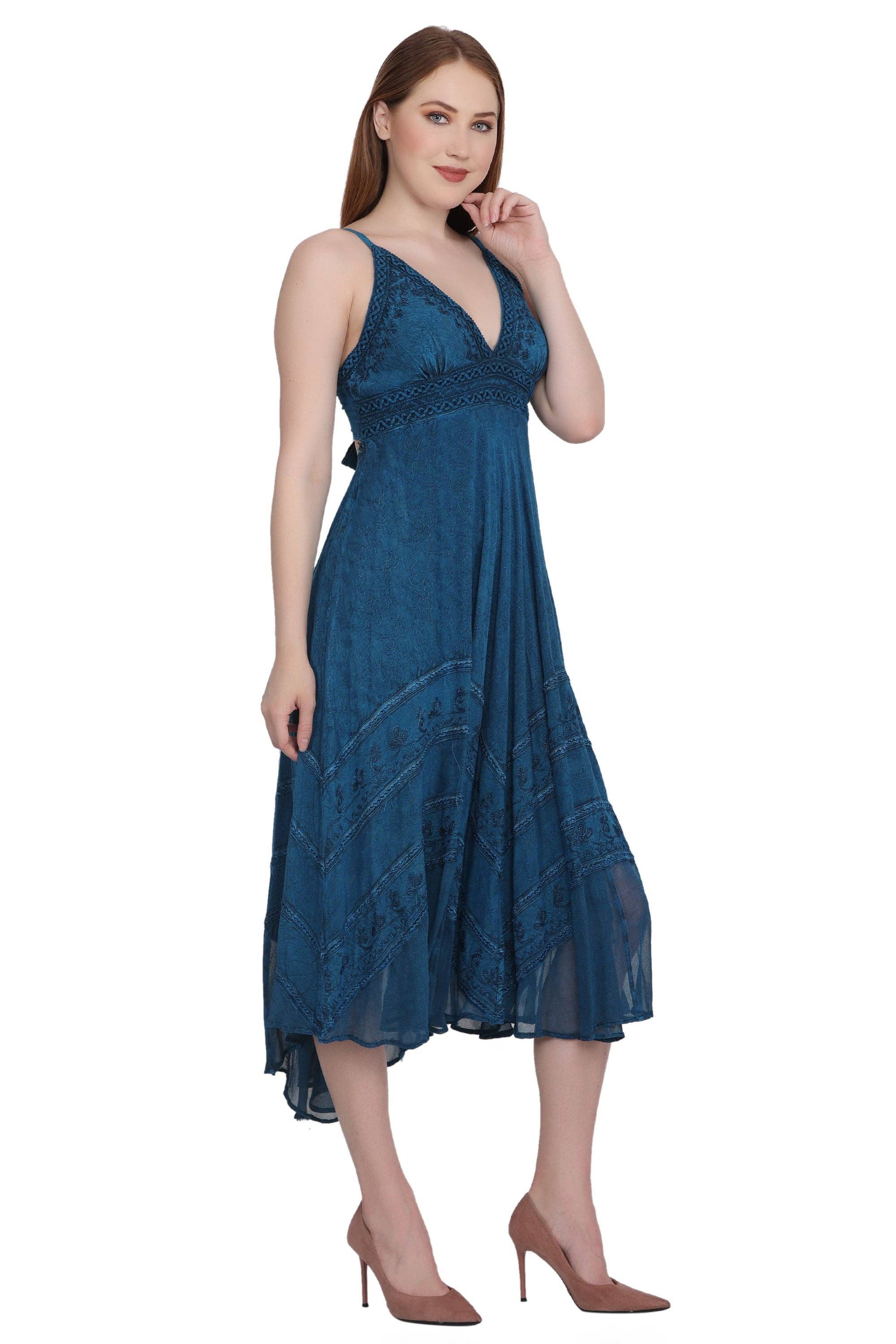 Advance Apparels - Wholesale Dress - Women's - Back Tie Acid Wash Dress (S/M-1X/2X) 4 Colors ADL-3033328