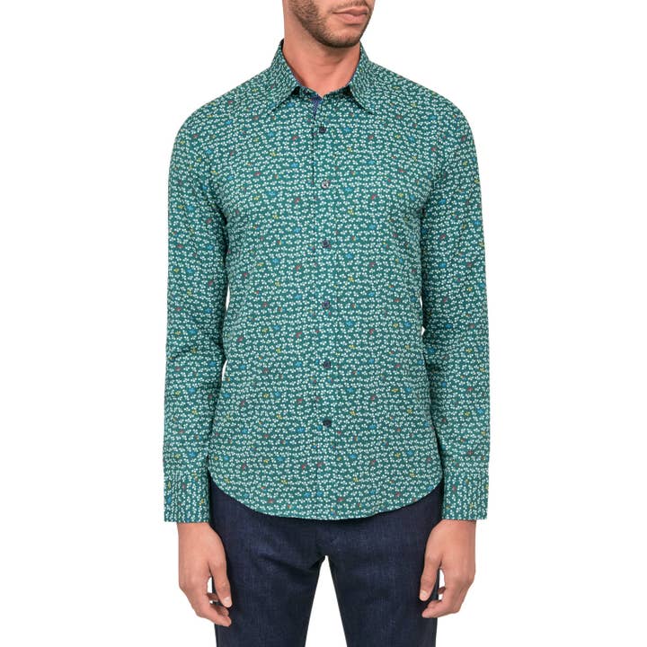 GARDEN FLORAL 4-WAY STRETCH LONG SLEEVE SHIRT for wholesale by CON.STRUCT