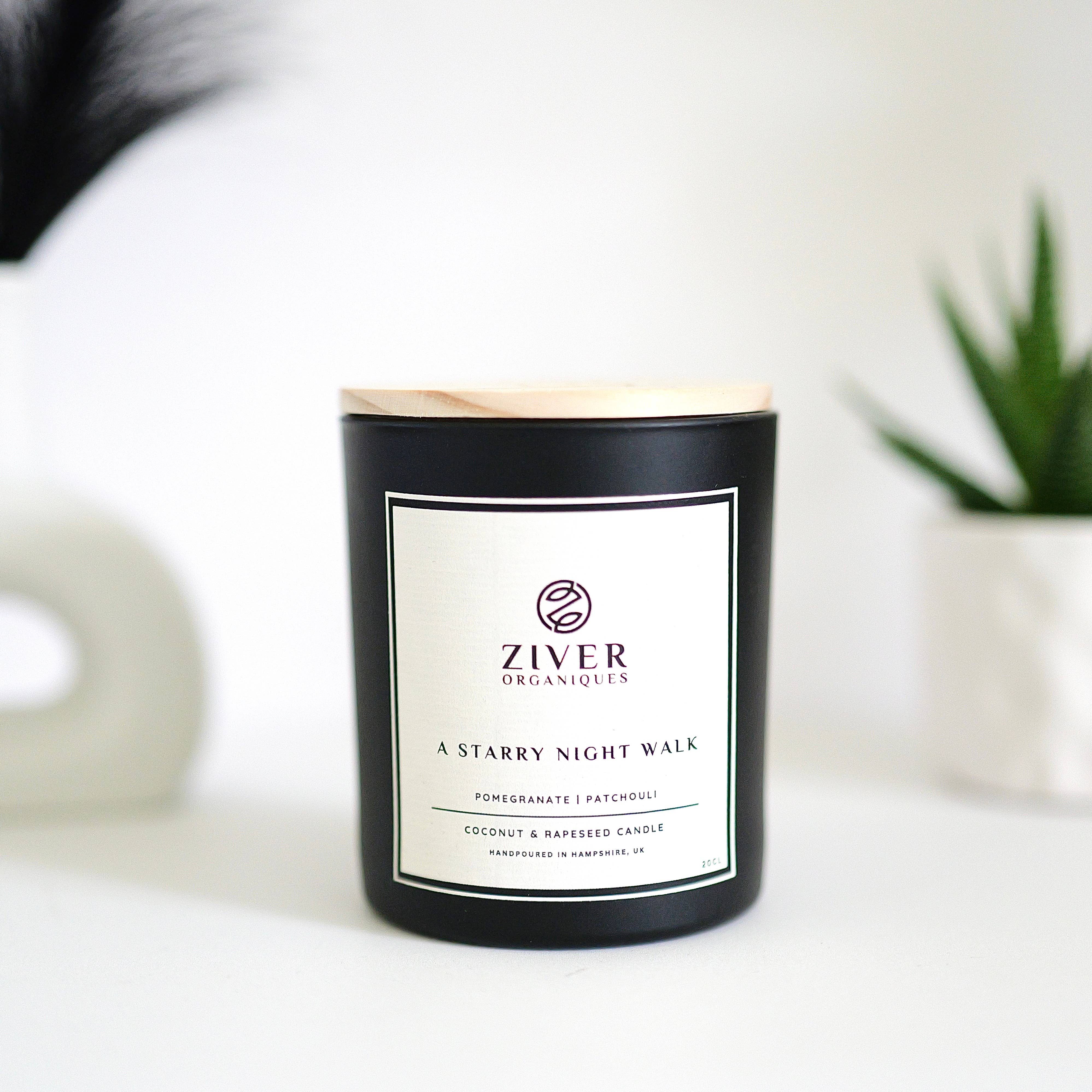 Ziver Organiques – wholesale Jar/filled candle – A Starry Night Walk | Pomegranate Patchouli Scented Candle4