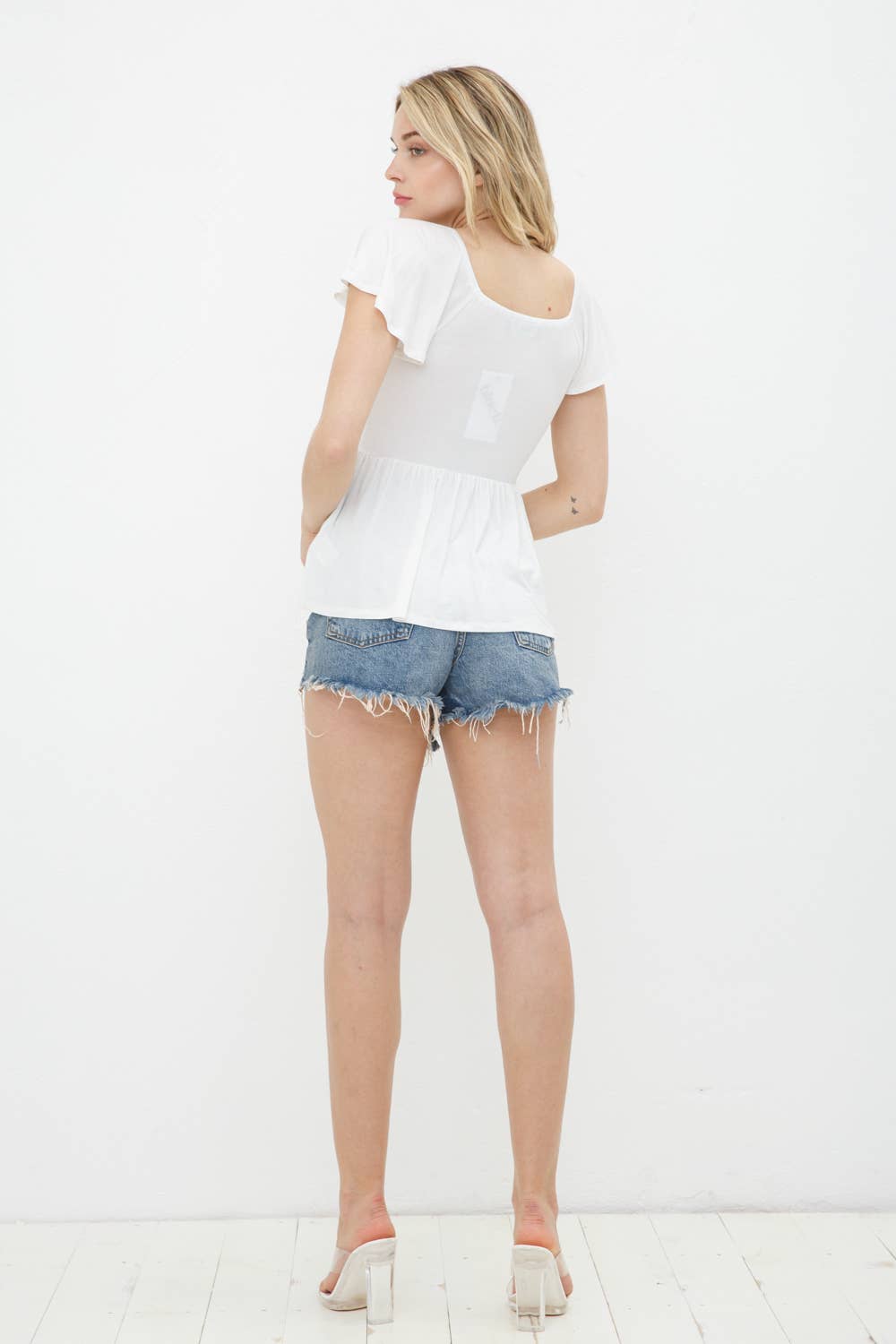 Blue B - Vendita all'ingrosso Camicetta - Donna - 31453T - Corpetto in pizzo a bralette in morbido jersey di rayon lavorato a maglia peplo15