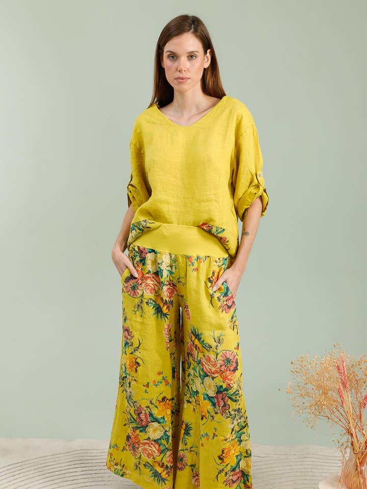 Set in lino con stampa floreale REF. 5400-4626 per la vendita all'ingrosso da parte di LÉA & LUC