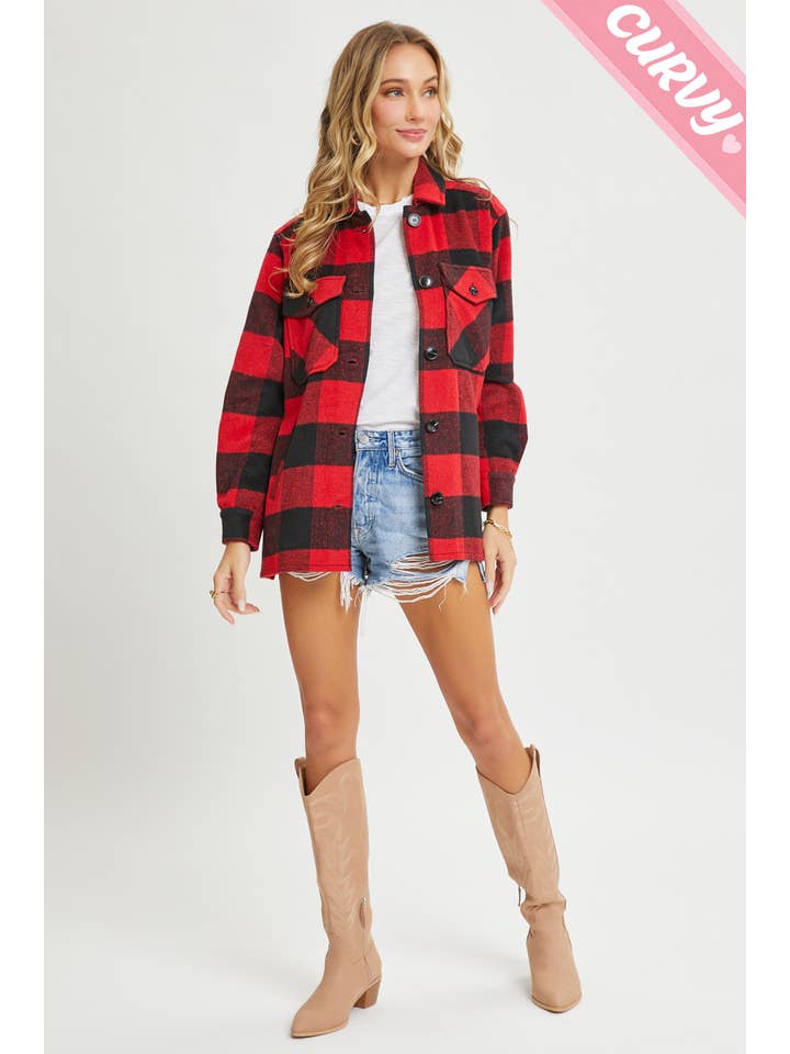 Sweet Lovely by Jen – wholesale Shirt Jacket/Shacket - Women’s – PLUS SIZE FLANNEL OUTEWERAR SHACKET26