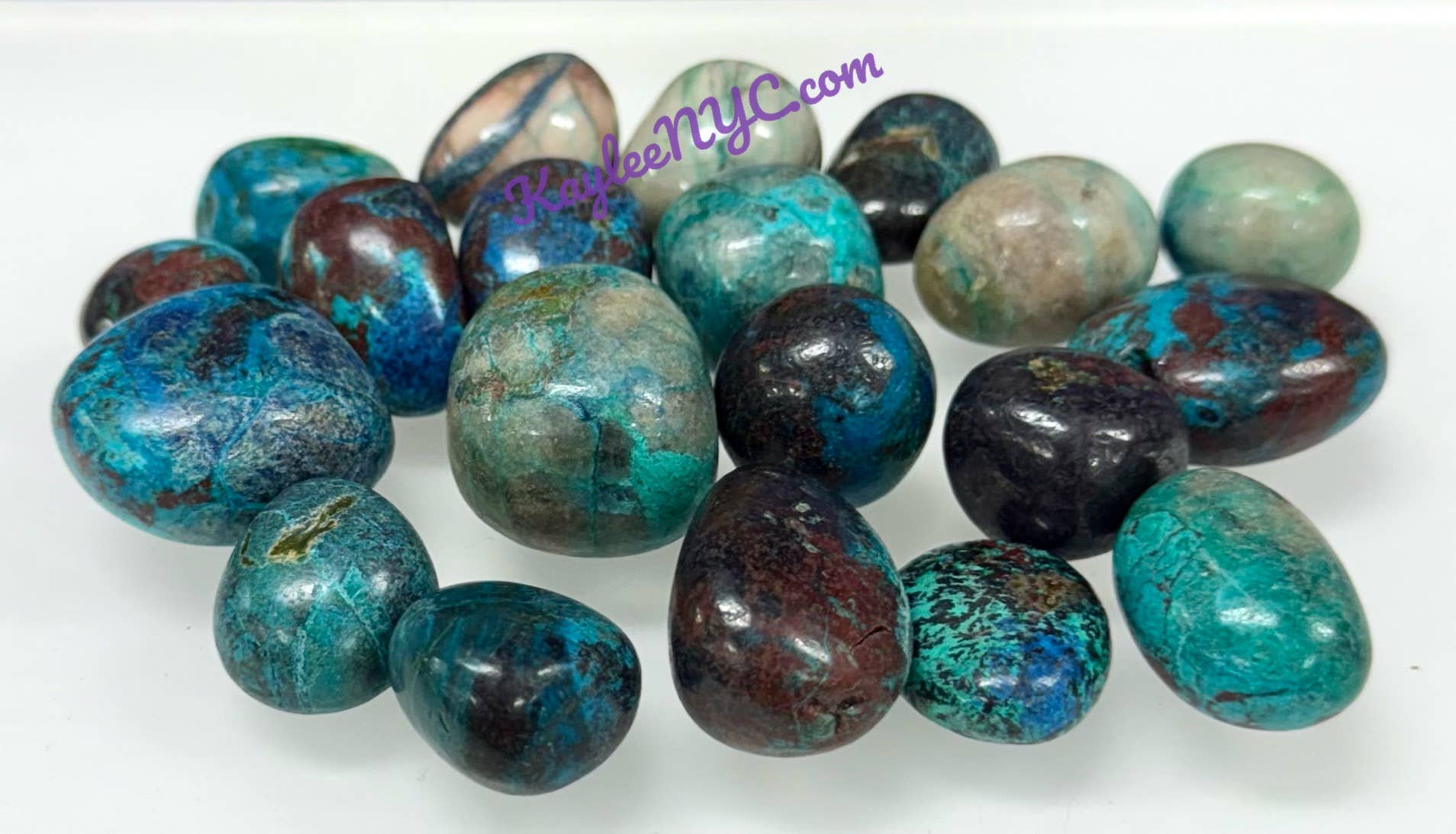 KayleeNYC - Wholesale Spiritual Stone/Crystal - 1 lb Natural Chrysocolla Shattuckite Azurite Dioptase Tumble1