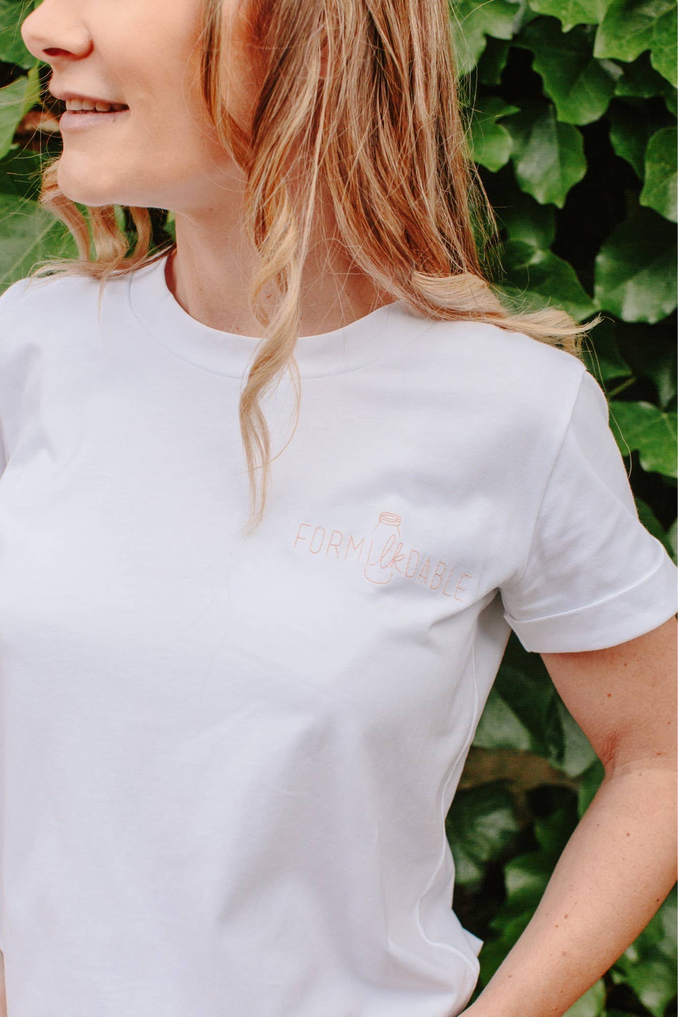 White Blush Tee-shirt forMILKdable (blush embroidery) for wholesale on Faire0
