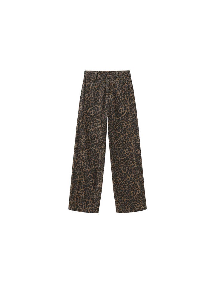 Sienna Leopard Wide Leg Denim Jeans for wholesale on Faire