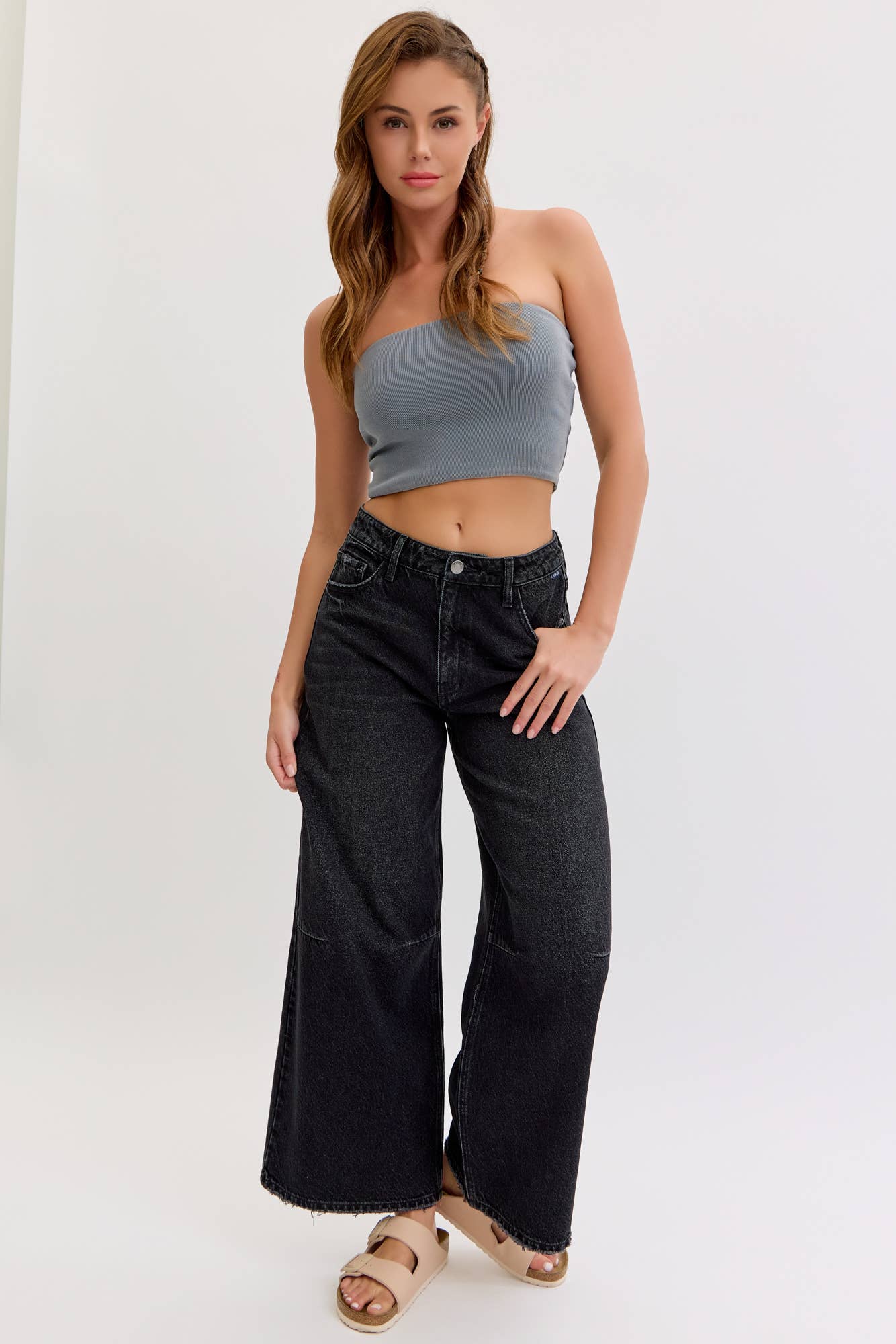 Cello Jeans - Wholesale Jeans - Women's - High Rise Crop Wide Leg [AM99748WB]4