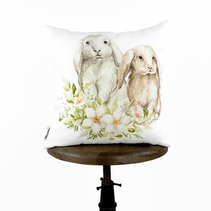 UniikPillows – wholesale Dekorativ kudde – Floppy Ear Kaniner i blommor | Påskharen Kasta kuddar | Bondgård påsk | Påsk kasta kudde | Kanin kudde | UniikKuddar