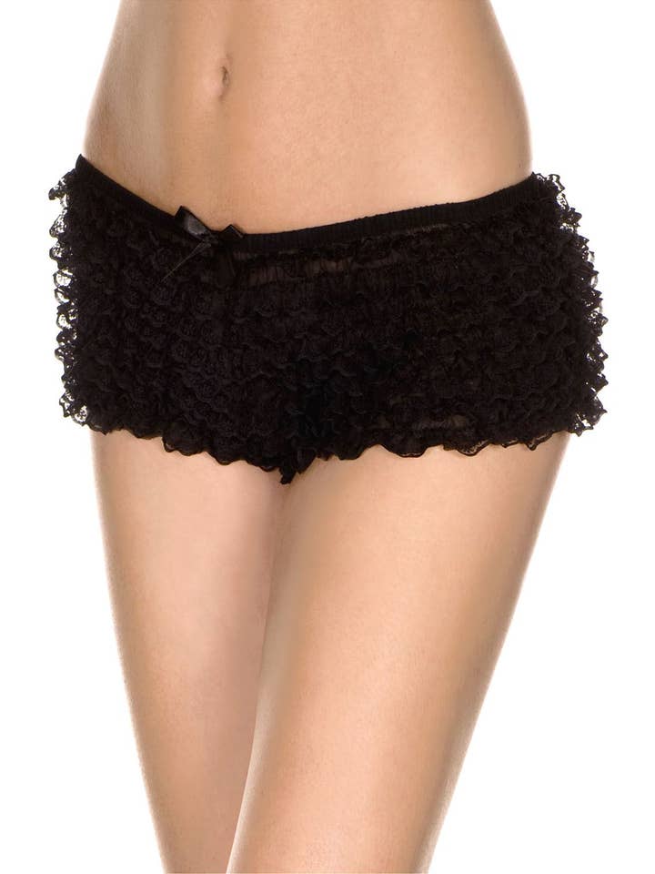 Lingerie Mart - Wholesale Underwear - Women's - Music Legs Micro Mesh Lace Ruffle Trim Tanga Short ML115