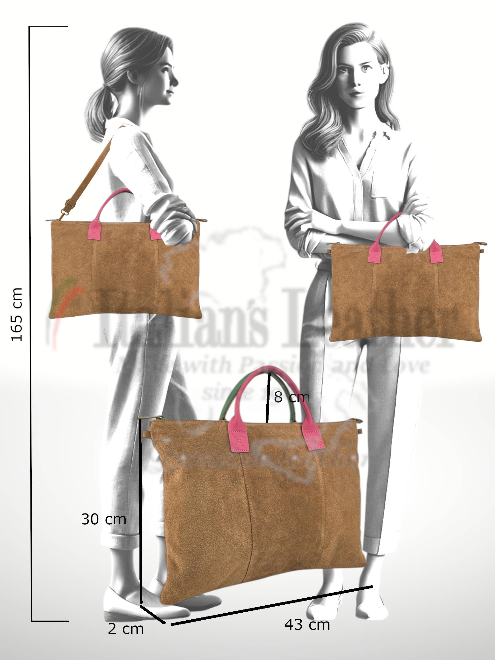ITALIAN'S LEATHER - Wholesale Tote Bag - Women's - Suede Leather Bags Milano 22081123