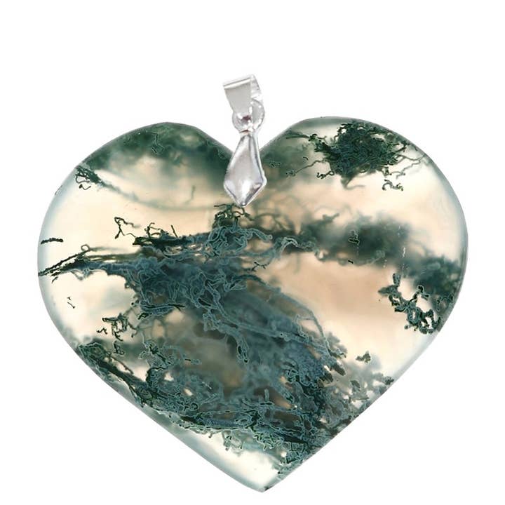 Artisans de Madagascar - Wholesale Pendant/Charm Necklace - Madagascar Moss Agate Pendant Heart from 2 to 3.5 cm1