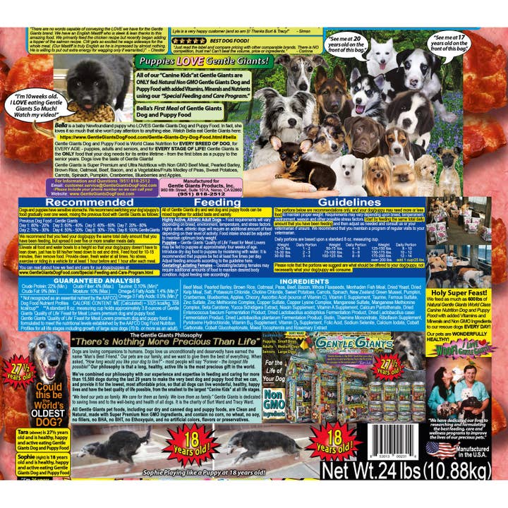 Gentle Giants Products - Wholesale Pet Food - Dog - 24 lb Gentle Giants Beef & Bacon Natural Non-GMO Dog & Puppy8