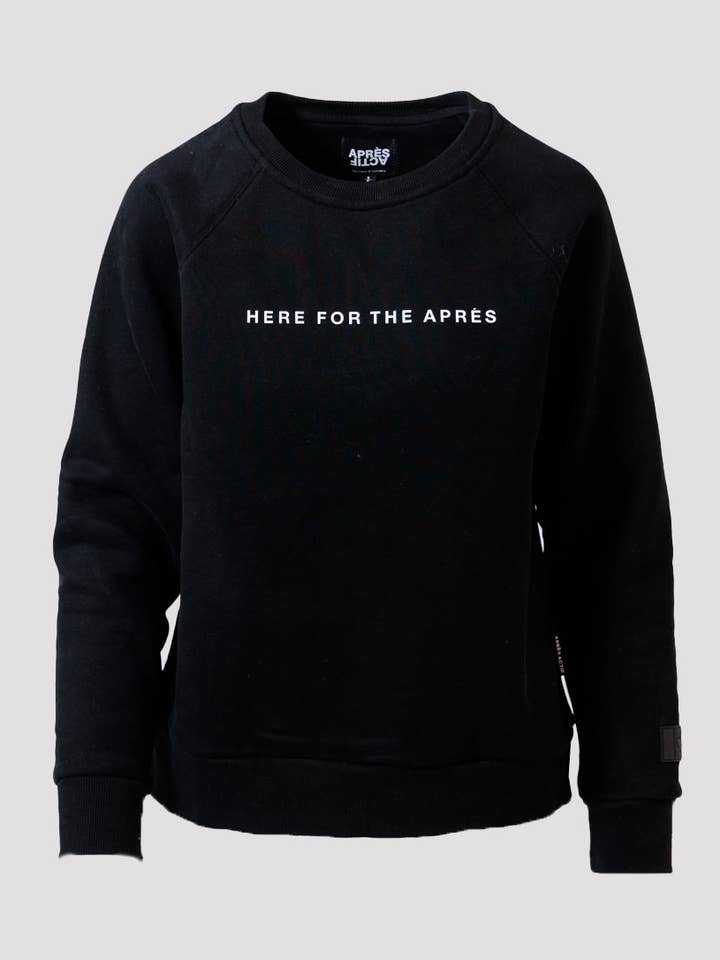 Here For The Après Crewneck — Zwart voor wholesale door Après Actif