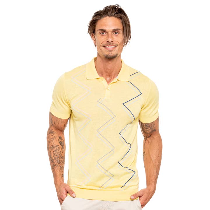 Zig Zag Strik Polo - Gul for engroshandel hos EIGHT X