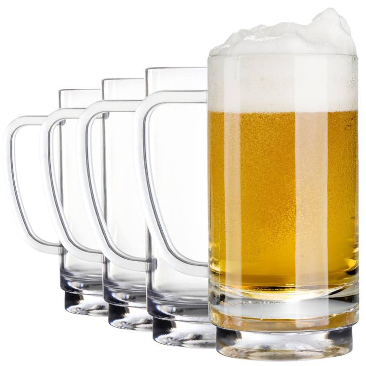 Youngever - Wholesale Beer Glass/Mug - Youngever 4 Pack 16OZ Plastic Beer Glasses, Beer Mug, Cups1