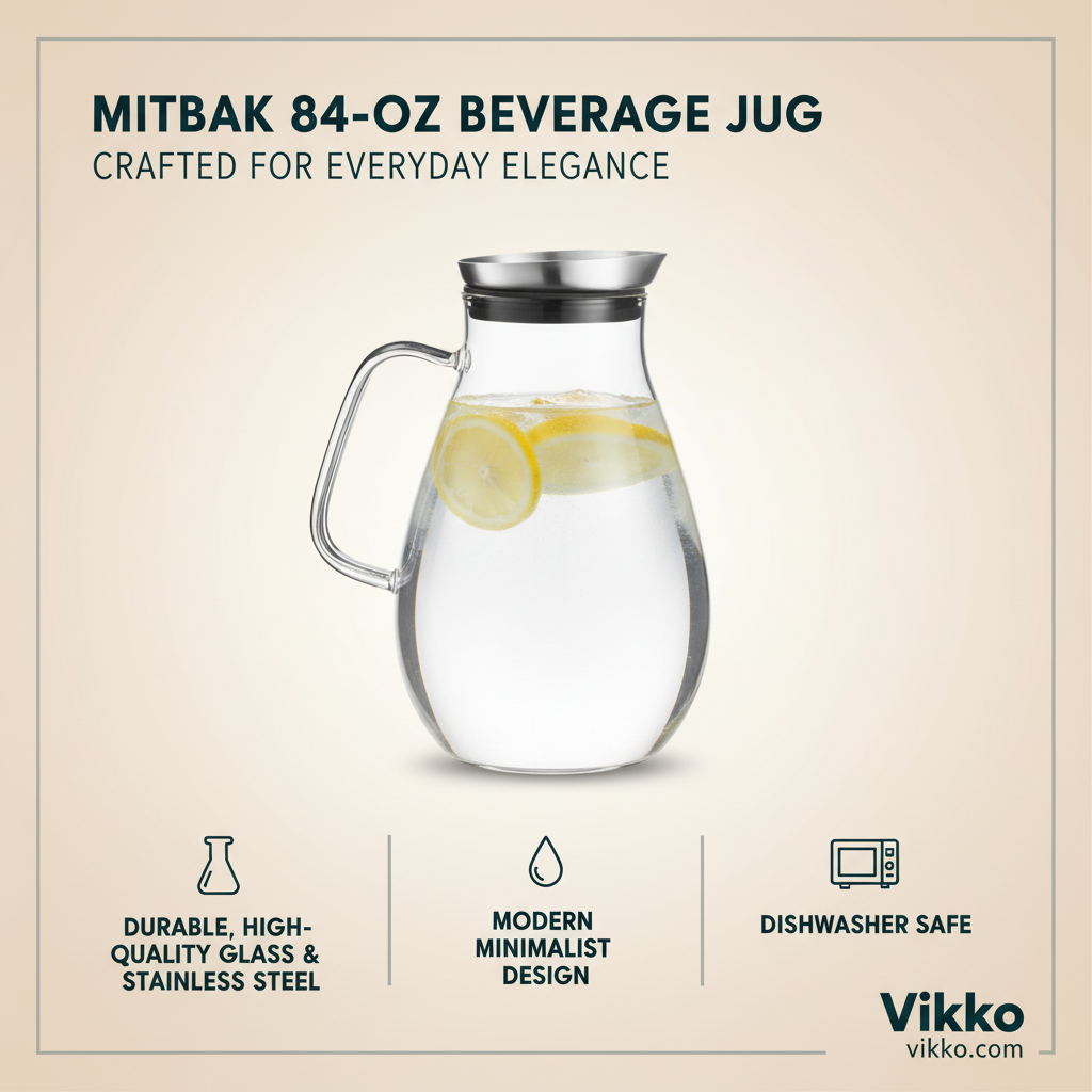 Kadra Kitchenware - Wholesale Jug - MITBAK 84-OZ Beverage Jug with Stainless Lid for All Drinks3