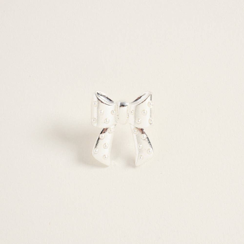 Designature New York - Wholesale Stud/Post Earrings - Christmas Solid Bow with Pearl Post Earrings9