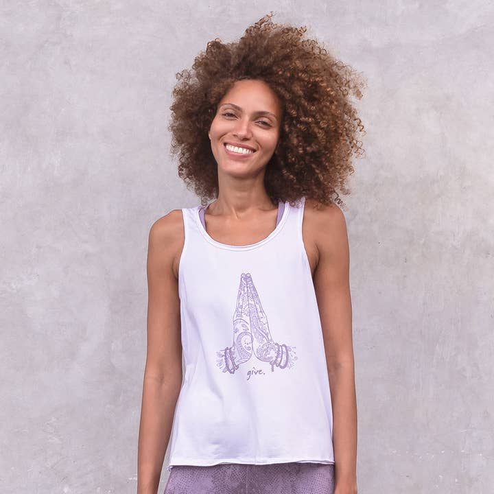 Regata Alaska em mistura de Tencel/Algodão com estampa "namaste" por atacado de Jaya