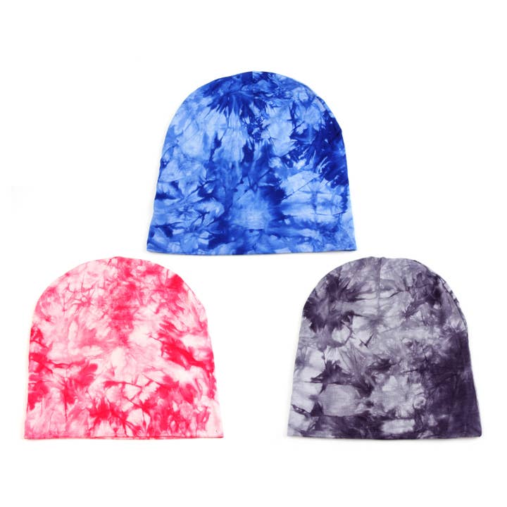 406HB Bright Tie Dye Skull Cap Beanie Asst for wholesale by Pop Fashionwear Inc