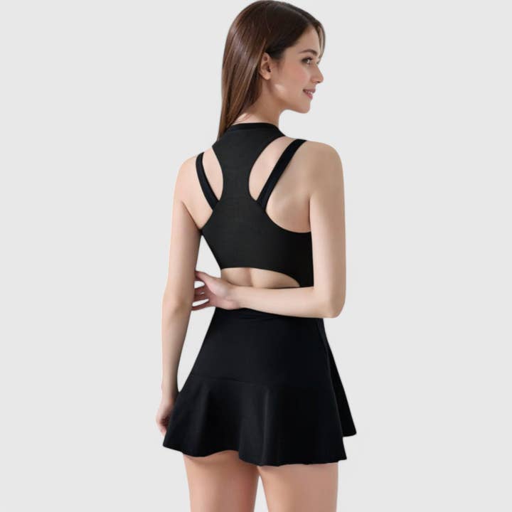 Active by Anna-Kaci - Wholesale Athletic Dress - Women's - Women's Racerback Flowy Athletic Dress with Built-In Shorts