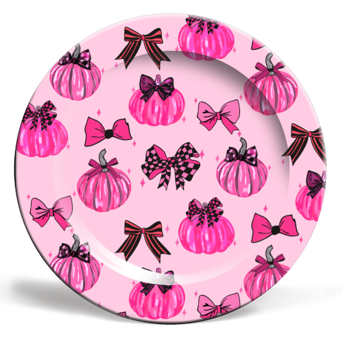 ART WOW – wholesale Dinner plate – Plates 'Pink Coquette Pumpkins and Bows0