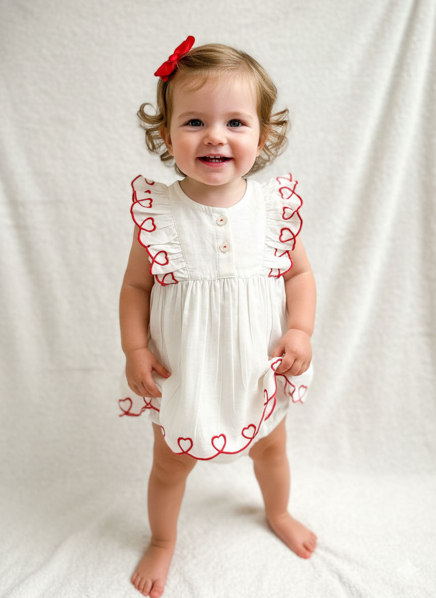 Yo Baby - Wholesale Dress - Kids - Heart Emroidered Gathered Dress1