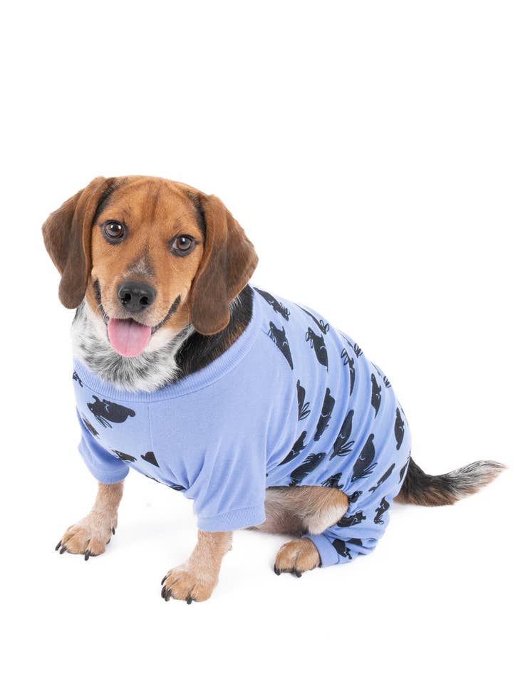 Pyjama bleu en coton pour chien, lapin et lièvre pour Pâques pour la vente par Leveret Pajamas